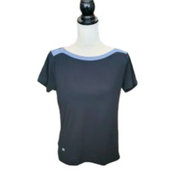 Lauren Ralph Lauren Black Short Sleep Top with Denim Shoulder in Size Large - Picture 1 of 4